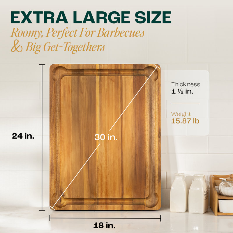 Anders Refined Edge Grain Acacia Cutting Board, 18" L x 24" W 