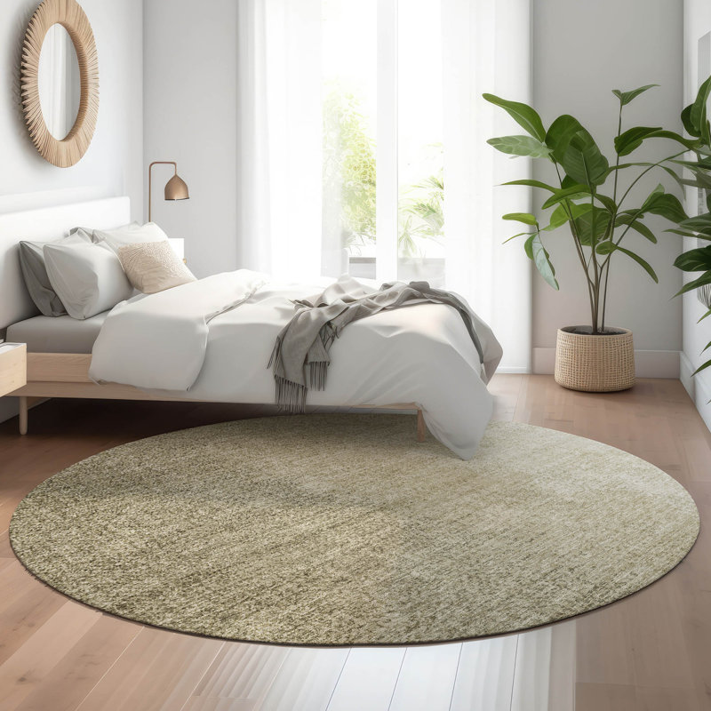 Premium Machine Washable Prisco Brown Rug, Round 8'