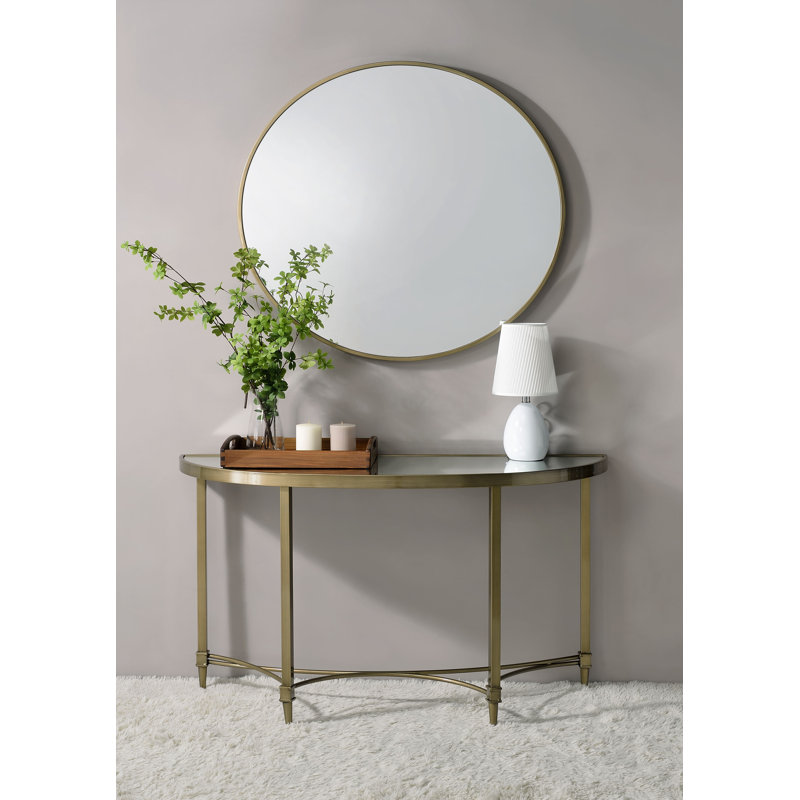 Console avec miroir, miroir et finition laiton antique
