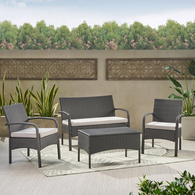 Ensemble de conversation 4 pièces KD WICKER, ensemble de patio, ensemble de canapé d'extérieur, ensemble modulaire d'extérieur