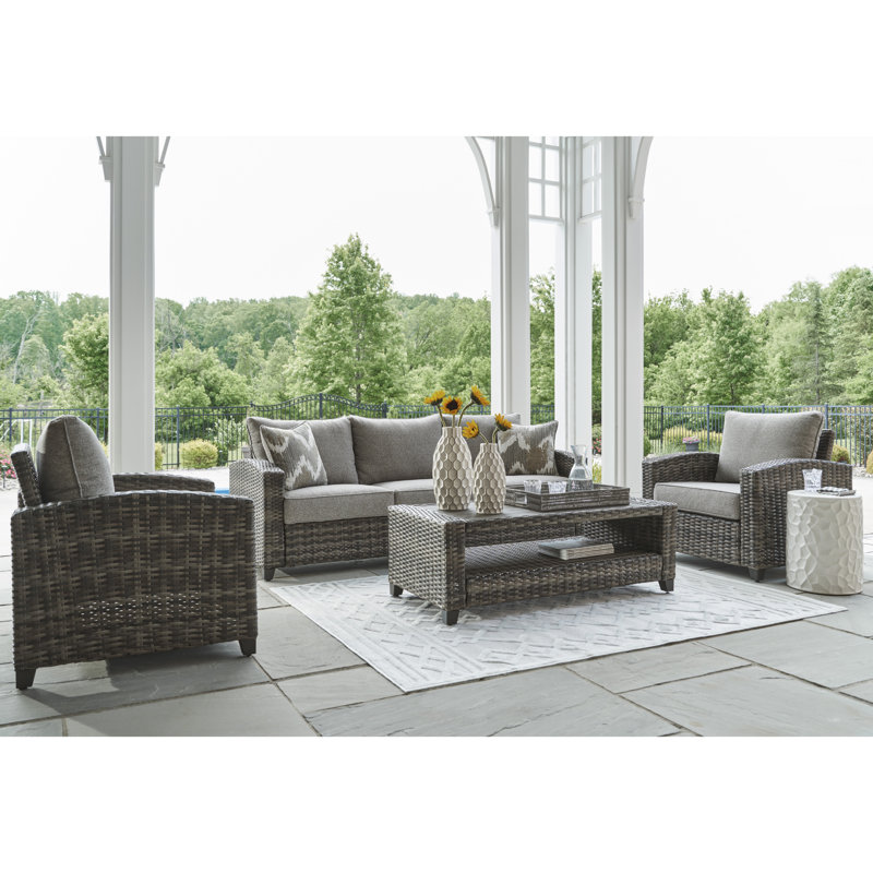 Gennie Wicker 5 - Person Patio Conversation Set with Cushions