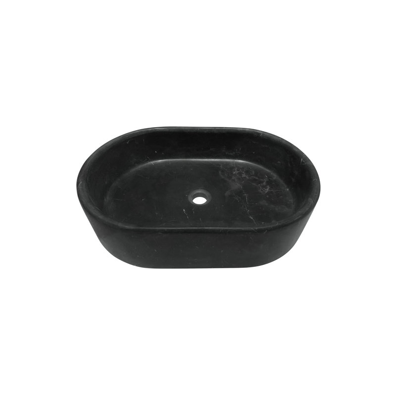 Luxury Dark Grey Natural Marble Vessel Sink, 23.6" Oval Matte Stone Basin,  One-Piece Carved, Above-Counter Vanity, Bowl For Master Bathroom (60Cmx40cm)