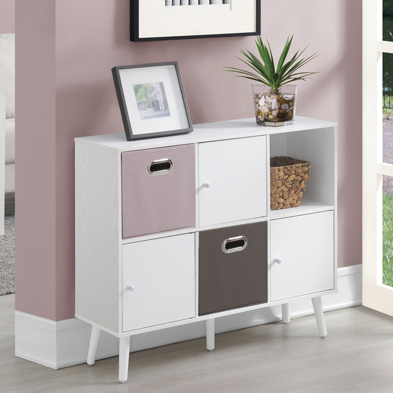 Console de rangement avec 3 cubes et 3 armoires, Blanc