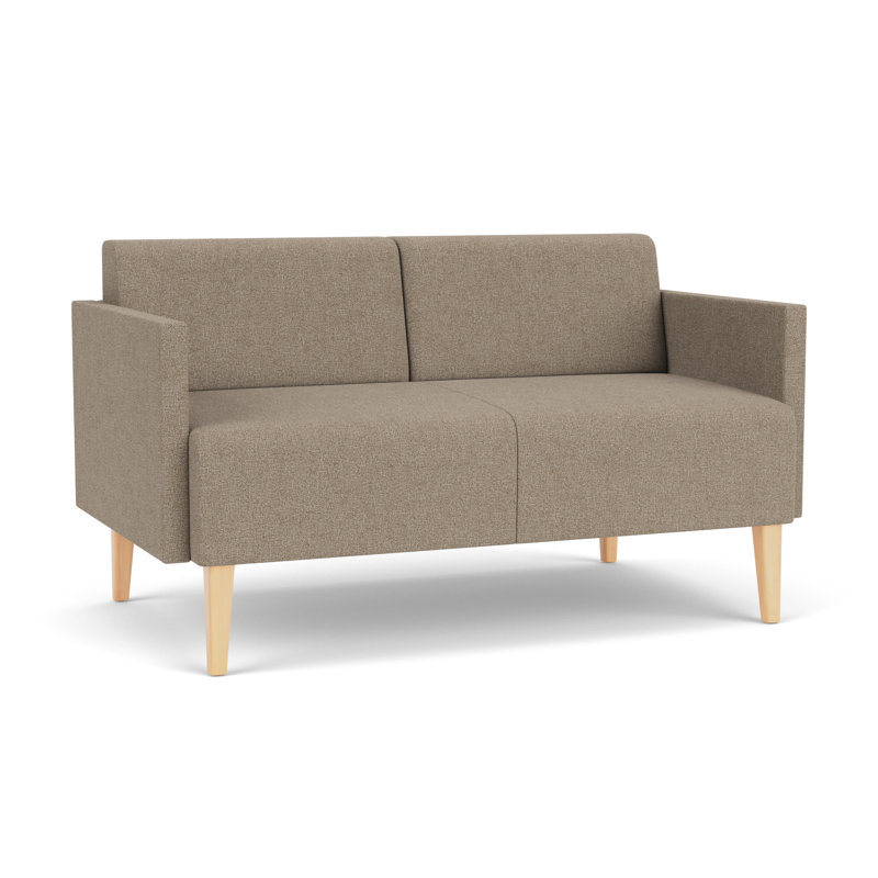 Luxe Lounge Reception Loveseat, Natural Wood, Archetype Silt