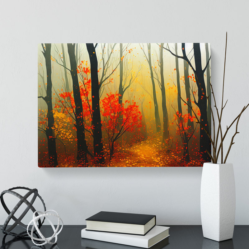 Flowing Autumn Forest - Wrapped Canvas, 50cm H x 76cm W x 3cm D