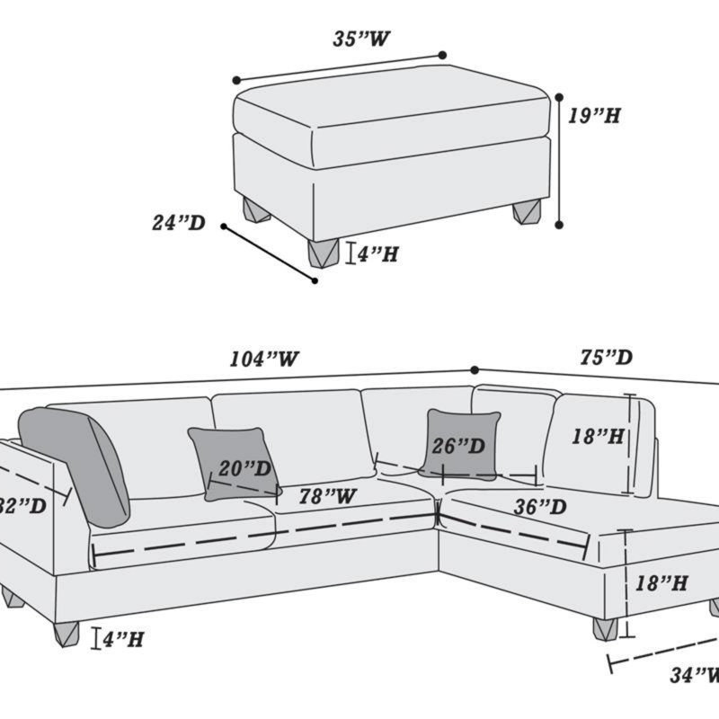 3-PC SECTIONAL Polyfiber Sectional Sofa