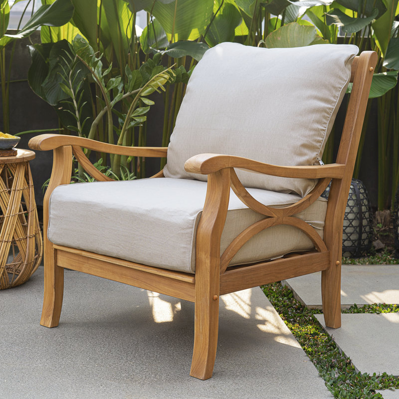 Brunswick 2 - Piece Teak Outdoor Seating Group With Cushions, Beige