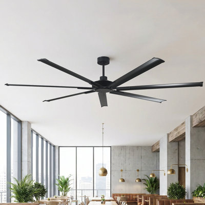 120" 7 Aluminum Blades Commercial Industrial Ceiling Fan With Remote Control, Extra Large HVLS Ceiling Fan For Warehouse Shop Barn Gym, No Light