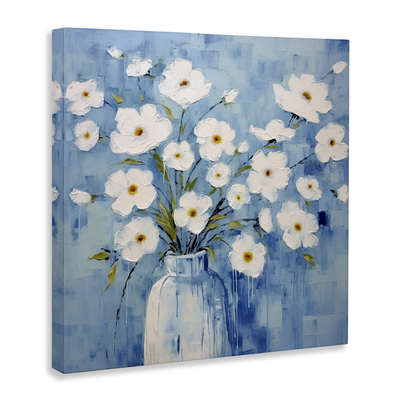  «White Blooms with Paint Drip», art mural par Irena Orlov, H 17 po x l 17 po