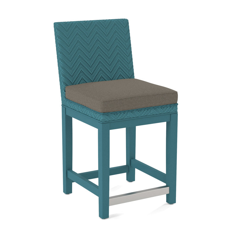 Upholstered Stool, Stone Hearth Finish, Gray Sugar Performance; 0863-84