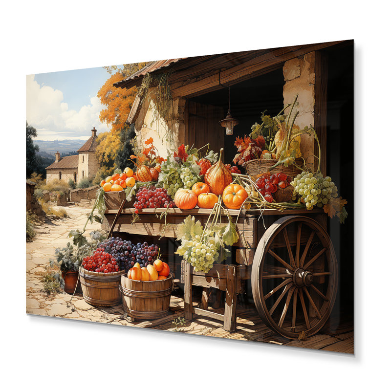 «Countryside Crimson Vineyard I», art mural en métal campagne, H 24 po x l 32 po x P 1 po