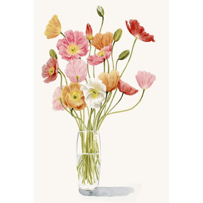 Wiry Poppies I - Painting, Wrapped Canvas, 46cm H x 30cm W