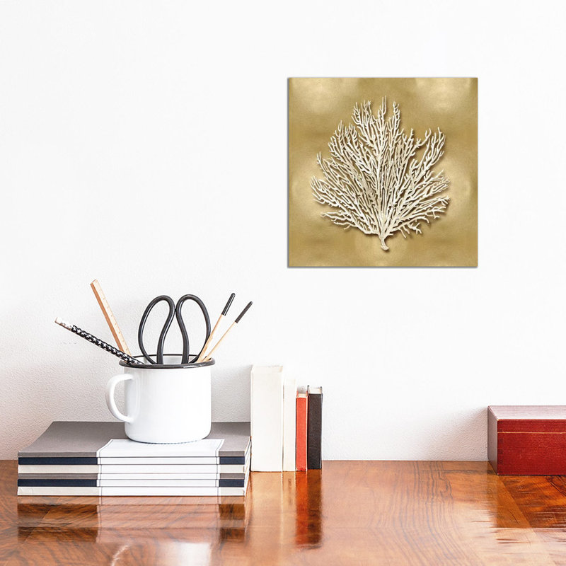 Sea Fan On Gold I by Caroline Kelly - Wrapped Canvas Print, 30.48 cm H x 30.48 cm W