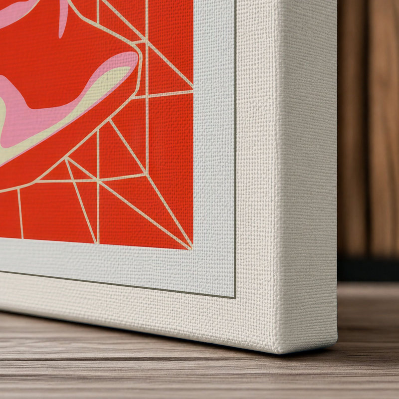 Profile in Red Retro - Wrapped Canvas, 30x20 - 76.2 x 50.8 cm, Cream Border