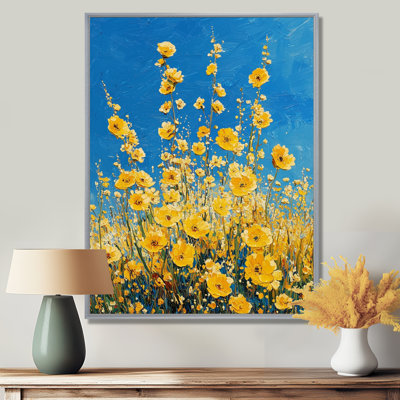 «Yellow Daylight Joy Wildflowers III - Wildflowers», art encadré