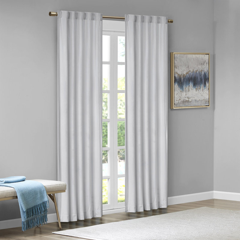 Panneau de rideau obscurcissant avec passe-tringle, Gris clair, L 37,13 po x L 84,07 po