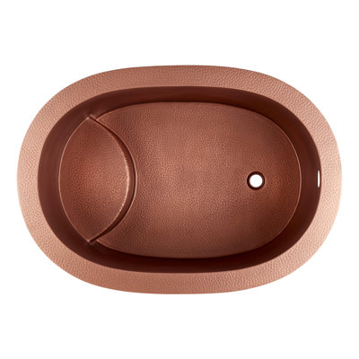 Raksha 48" Copper Japanese Soaking Tub with Pre-Drilled Overflow Hole - Less Drain