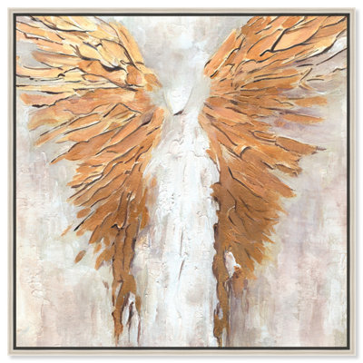Art mural doré blanc sur toile Golden Wings par Art Remedy