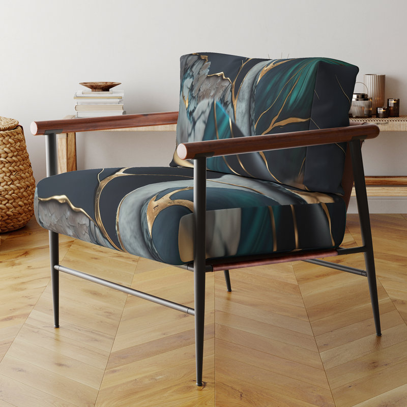Crossreagh - Fauteuil d'appoint rembourré en marbre, Noir, noir, noir, noir
