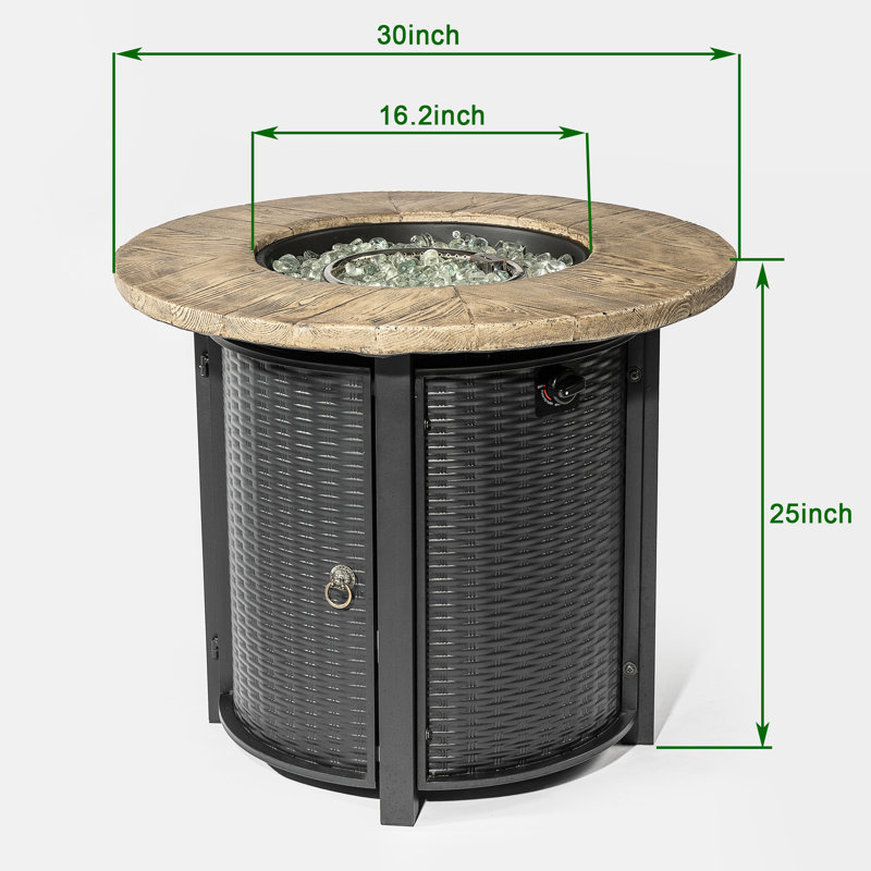 Table de feu au propane de 30 pouces avec plateau de table, chaleur de 40 000 BTU, fabrication, housse de pluie et pierres de lave pour une détente en plein air, profondeur du bol de 2,2 pouces,