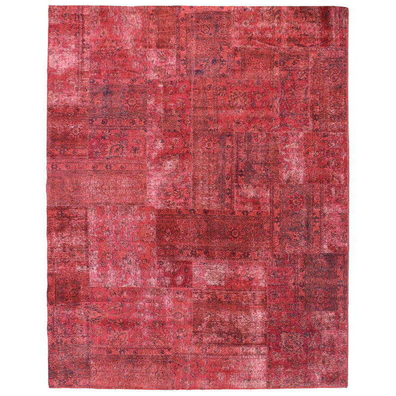Tapis unique rouge, bourgogne et ivoire de 8 pi 6 po x 10 pi 2 po