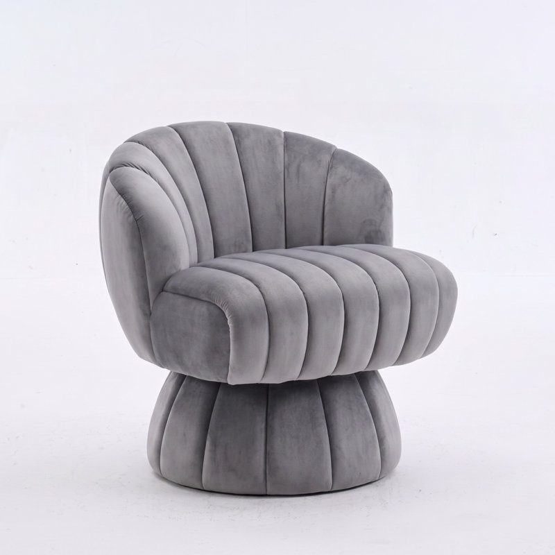 Fauteuil de coiffeuse rembourré pivotant, Velours gris velours