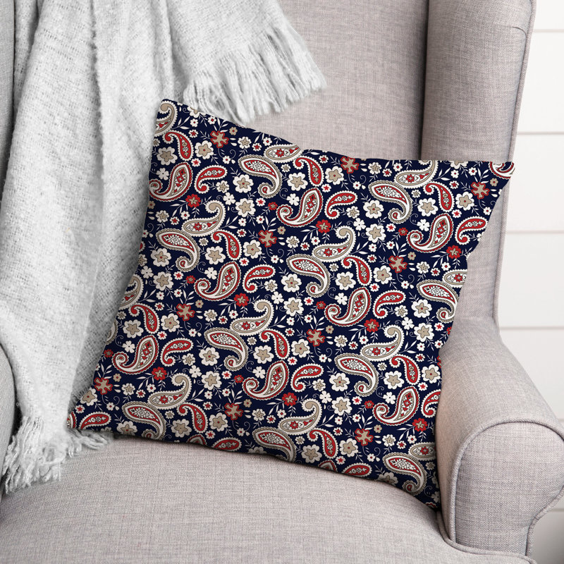 Paisley Reversible Throw Pillow, 16" H x 16" W