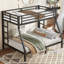 Lit superposé simple au-dessus d'un lit double en métal pour les adolescents et les adultes, structure peu encombrante, conception silencieuse, aucun sommier tapissier requis, noir-1837591852