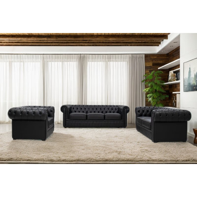  Ahzhane 3 Piece Handcrafted Top Genuine Leather Configurable Living Room Set(Set of 3)