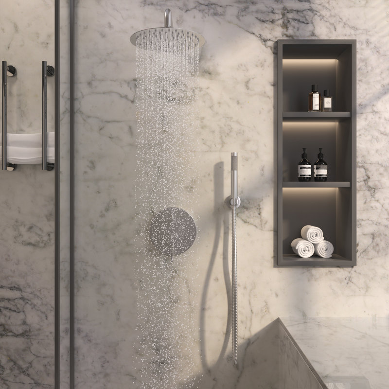 Calder Complete Shower System with Rough in-Valve, Brushed Nickel