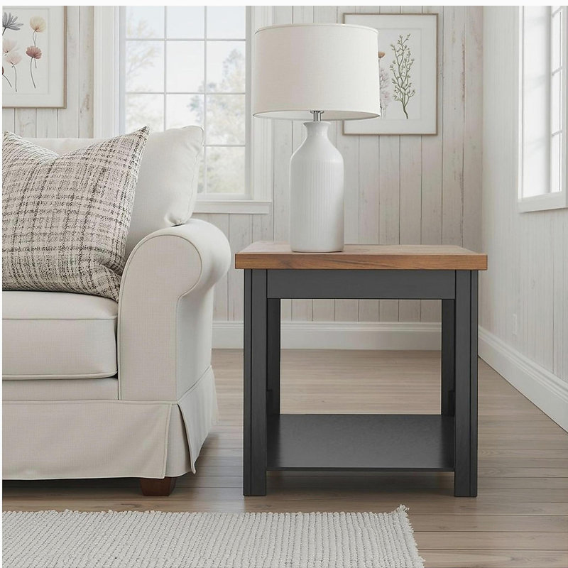 Table d'appoint de 24 pouces, aucun assemblage requis, convenant au salon, Noir