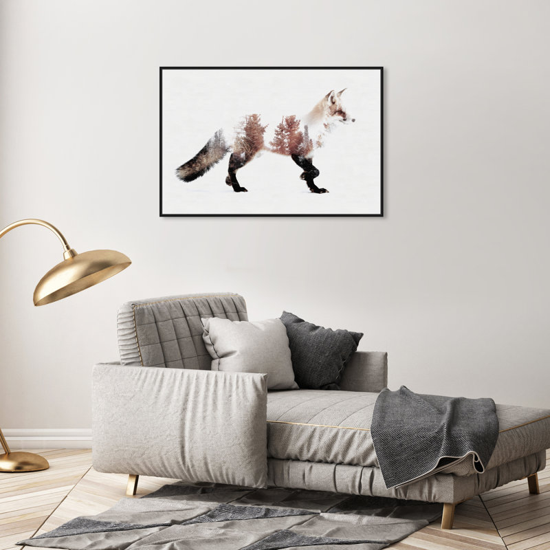 The Fox - reproduction d'impression, Toile avec cadre noir, H 24 po x l 36 po x P 1,5 po