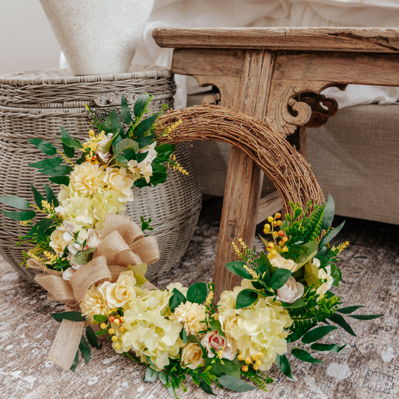 Handcrafted Faux Hydrangea 16'' Wreath