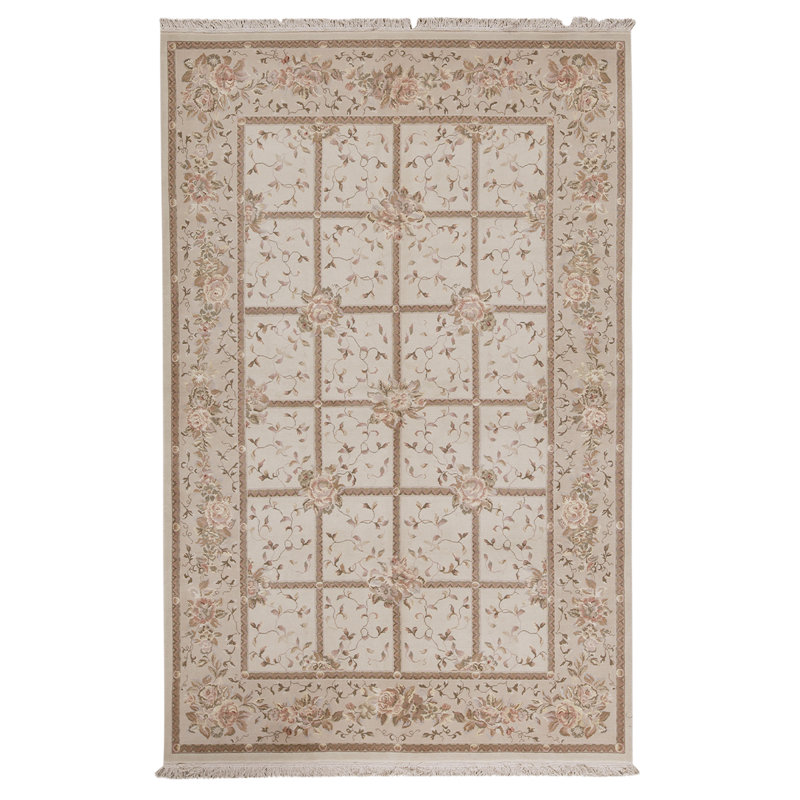 Tapis brun / beige de haute qualité noué à la main
