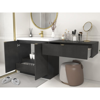 Monterey 36" Freestanding Bathroom Vanities With Acrylic Sink & 36" Black Drawer