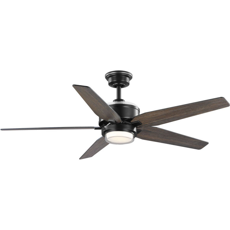 Ventilateur de plafond d'intérieur à DEL 54 po avec ensemble d'éclairage, abat-jour opale et télécommande, Noir mat