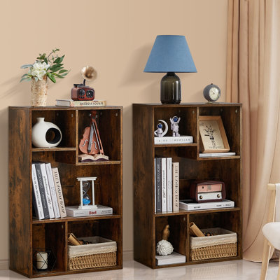 (Ensemble de 2) Bibliothèque cubique moderne à tablettes ouvertes verticales