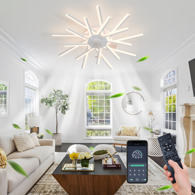 White 36'' LED Ceiling Fan with Remote and Lighting