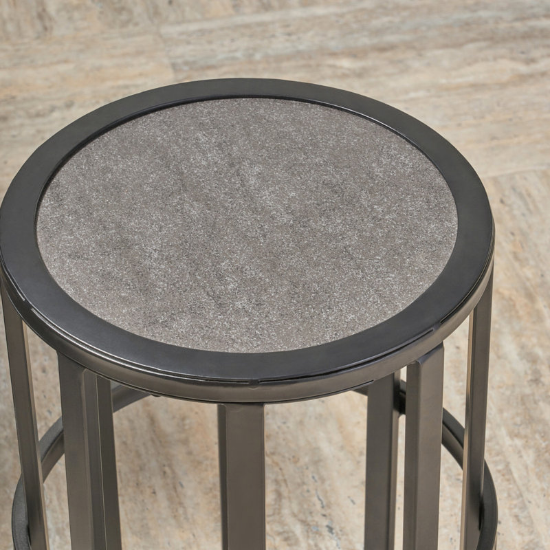 Hargraves Round Metal Outdoor Side Table , 10.8'' in. W 10.8'' in. D