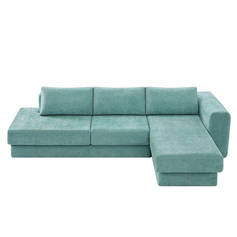 Canapé modulaire en L de 113 po, Bleu sarcelle