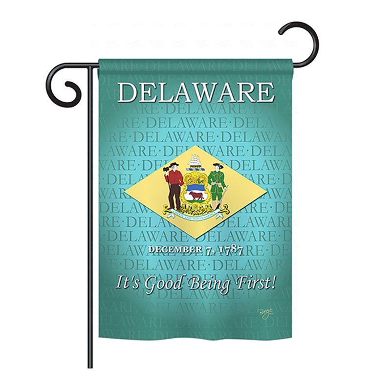 Drapeau de maison en polyester à 2 côtés US State, H 18,5 po x l 13 po, Delaware