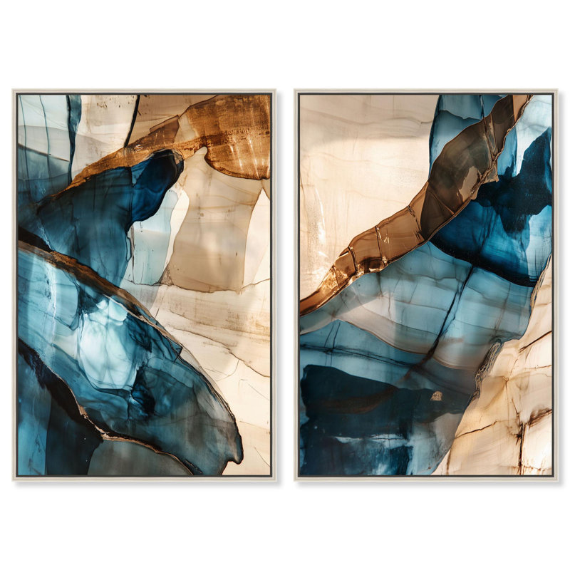 Décoration murale Boho Glitch Aesthetic Harmony Duo par Art Remedy, cadre argenté, 20 x 30, H 31 po x l 21 po, Cadre argenté