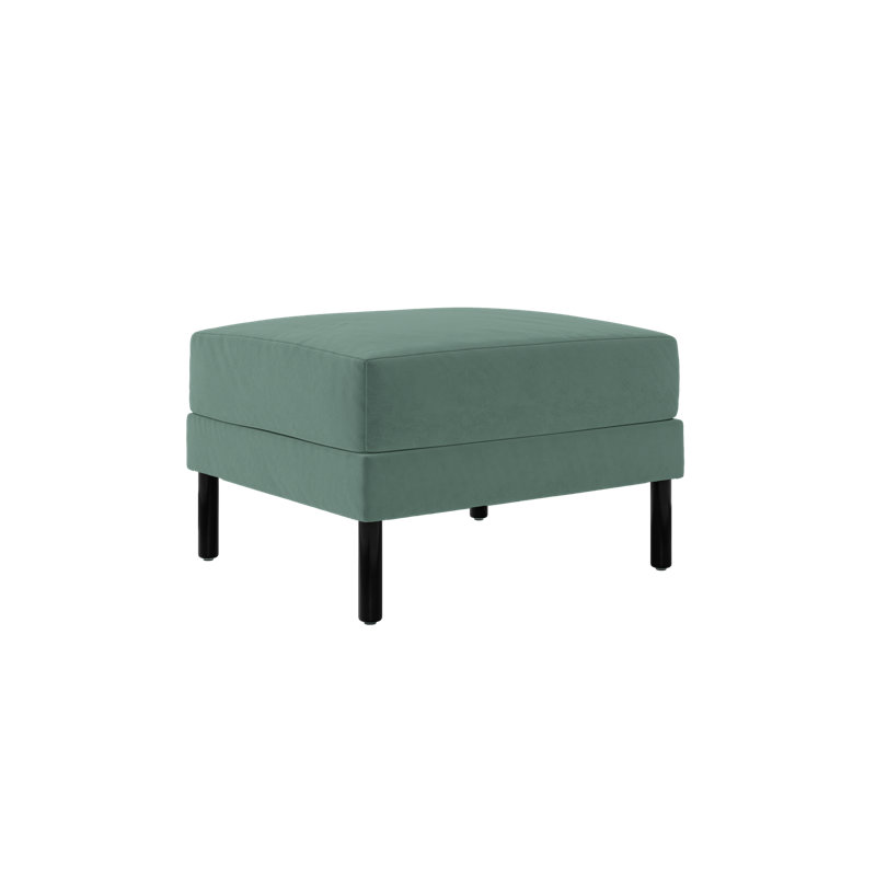 Essential Ottoman, Seafoam Recycled Velvet, Metal