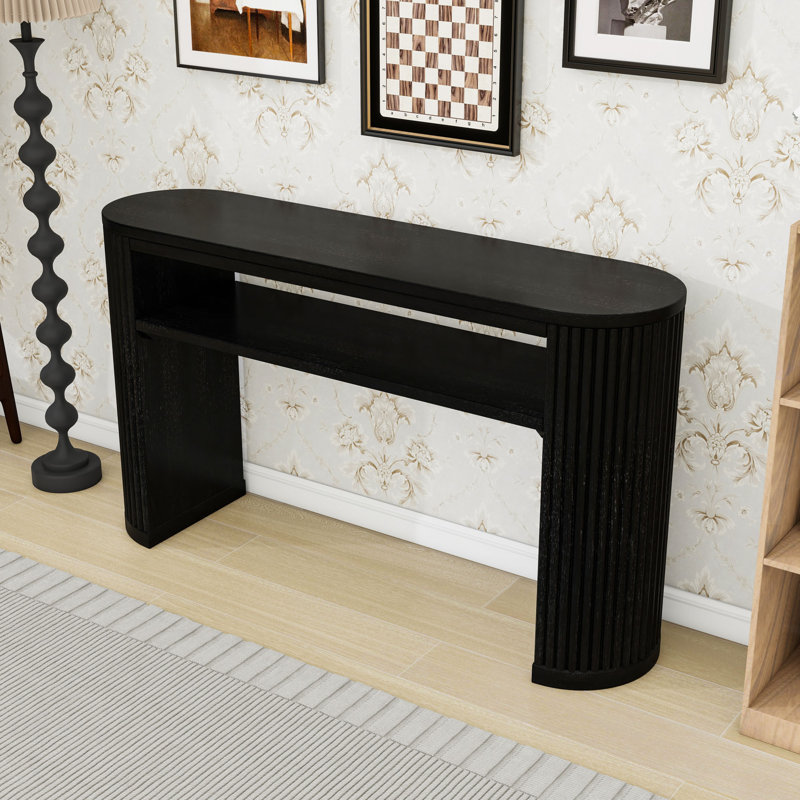 Console en bois avec tablette ouverte, Noir