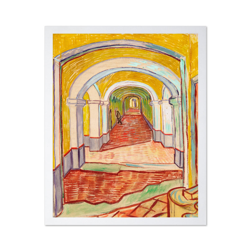 Van Gogh - Couloir dans l'asile, Poster, 24"H x 32"W, White Framed