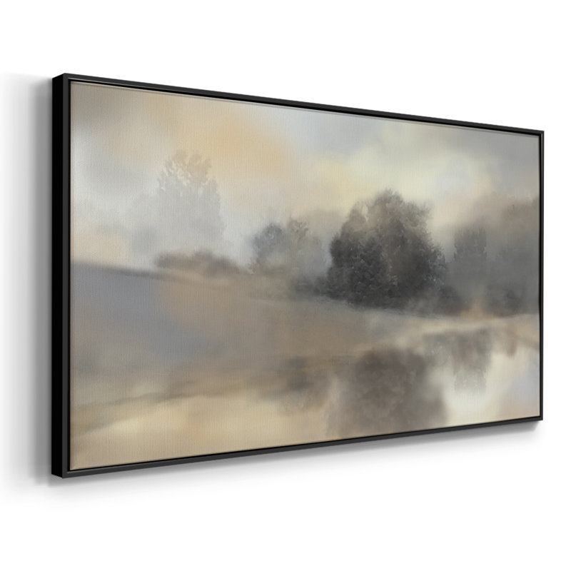 Misty Pond - Toile tendue avec châssis encadré - Prêt à être accroché, H 21 po x l 41 po, Noir