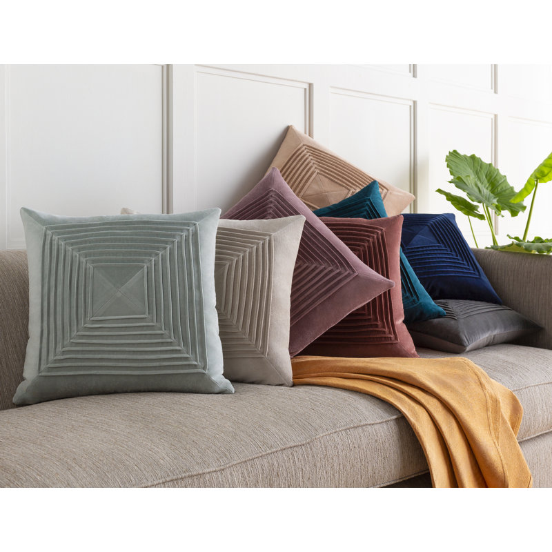 Krumm Cotton Throw Pillow, 18" H x 18" W x 0.25" D, Pillow Cover Only - No Insert, Ice Blue