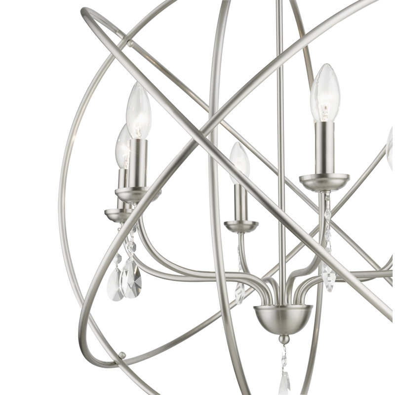 Lesperance 6-Light Steel Globe Chandelier , Brushed Nickel