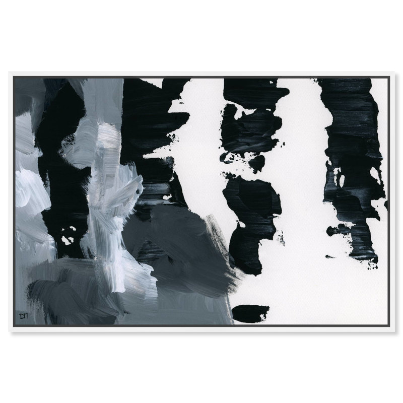 Noir foncé moderne Pronto, Toile encadrée flottée blanche, H 11 po x l 16 po x P 1,75 po