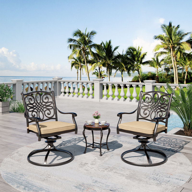 Ensemble de 2 fauteuils d'extérieur en fonte d'aluminium pour patio, Brun